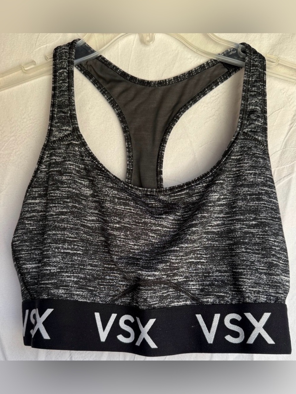 Victoria Sport VSX Black & Heather Gray Racerback Sports Bra Large